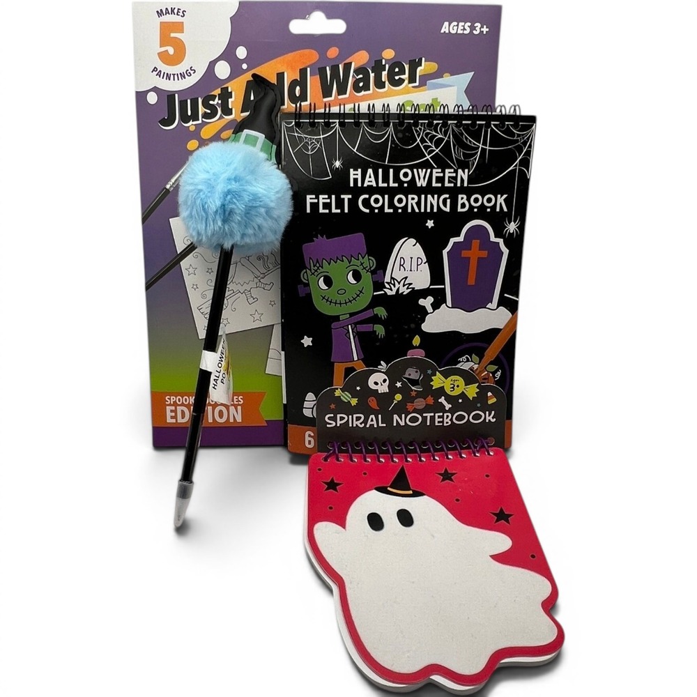 Kids Halloween Activity Gift Bundle Painting Coloring Notebook Witch Pen Ages 3+